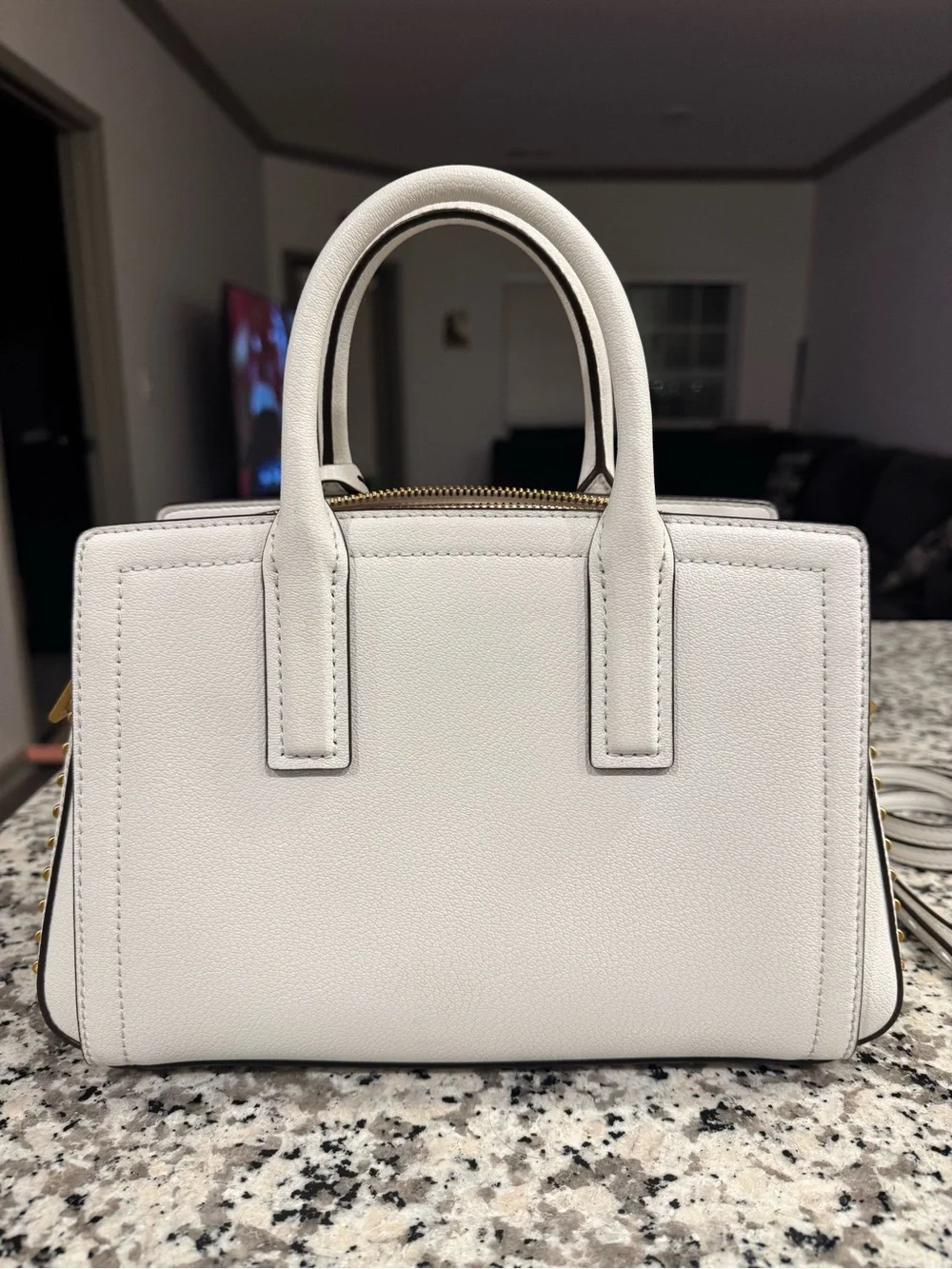Michael Kors White Laila Small Satchel with Gold Accents
